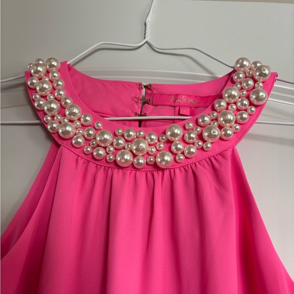 Lilly Pulitzer Pink Sleeveless Top with Pearl Detail - Picture 2 of 5